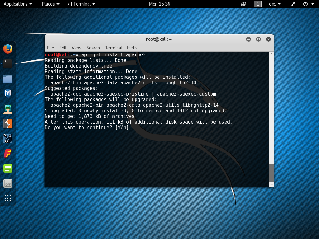 kali linux install apache http server