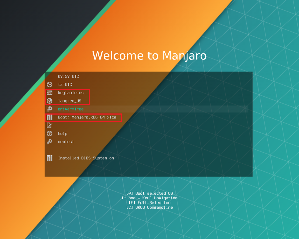 Boot-меню Manjaro Linux